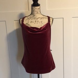 Red velour top- perfect for this year’s holiday parties!